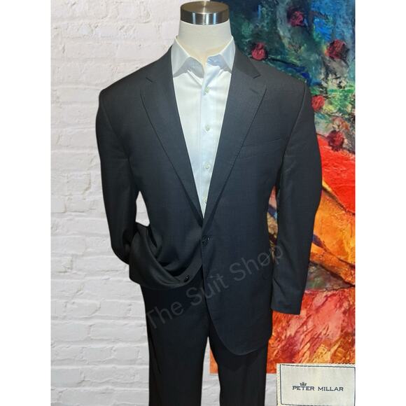 Peter Millar 50L 42x30 Charcoal Gray Nailhead Quality Wool 2 Piece Suit - Picture 1 of 16